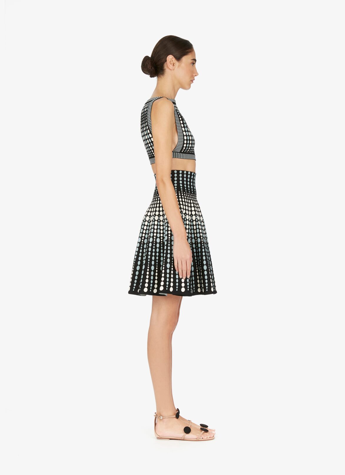 Flared Mesh Skirt ALAÏA BLACK/BLUE FLARED MESH SKIRT